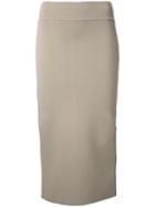 Scanlan Theodore Crepe Knit Slit Back Skirt, Women's, Size: Medium, Brown, Viscose
