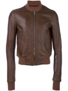 Rick Owens Classic Bomber Jacket, Men's, Size: 50, Brown, Leather/cotton/cupro