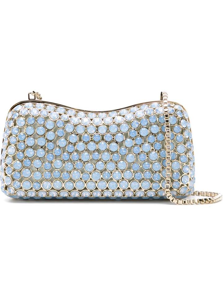 Elie Saab Crystal Grid Clutch, Women's, Blue, Lead/metal Other/swarovski Crystal