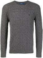 Polo Ralph Lauren Cable Knit Logo Embroidered Jumper - Grey