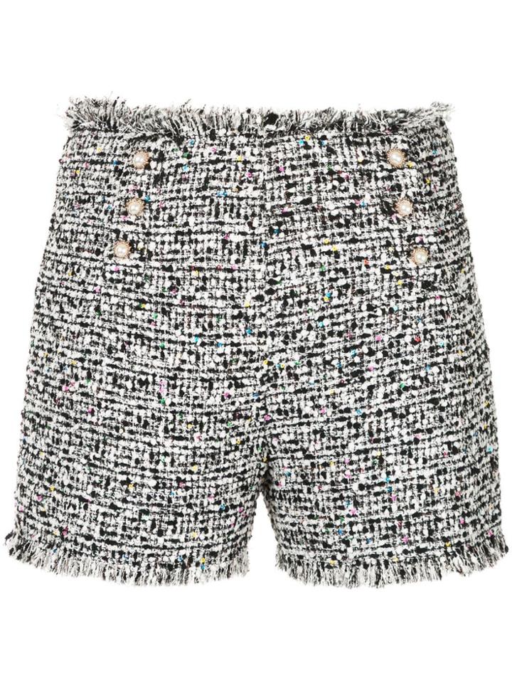 Edward Achour Paris Tweed Style Shorts - White