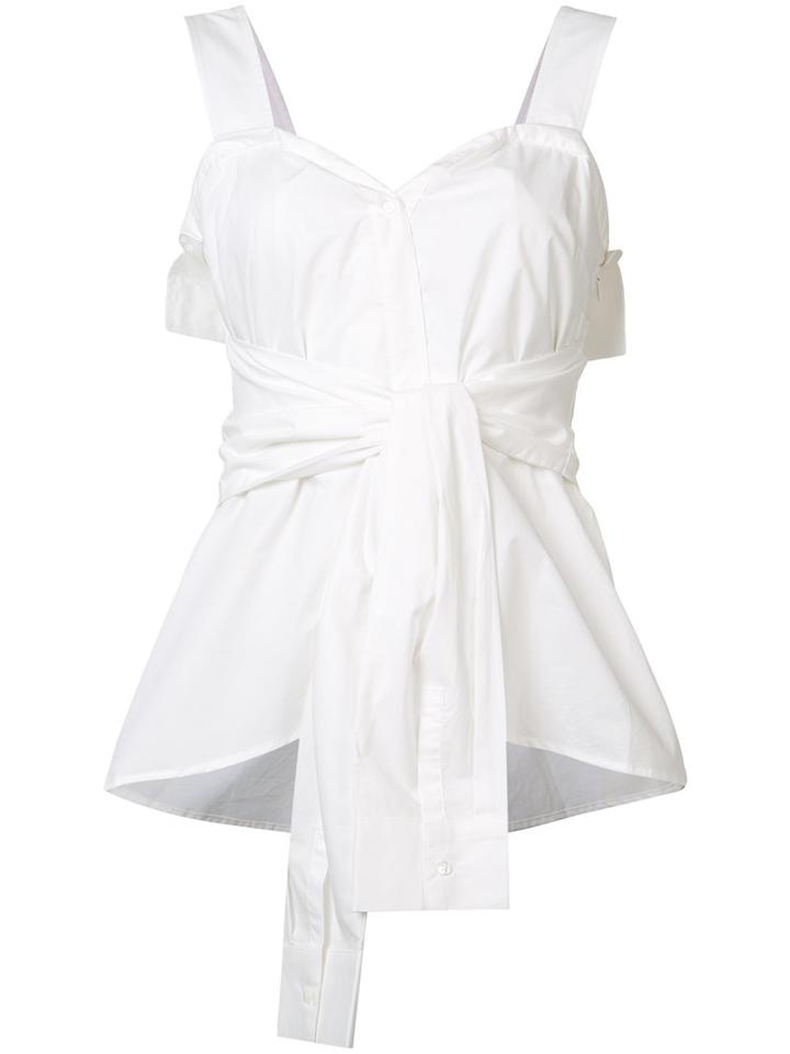 Derek Lam 10 Crosby Front Knot Top, Women's, Size: 4, White, Cotton