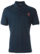 Alexander Mcqueen Skull Patch Polo Shirt, Men's, Size: L, Blue, Cotton