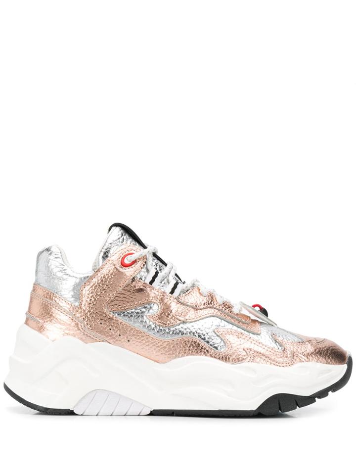 Just Cavalli Wave Sole Platform Sneakers - Metallic