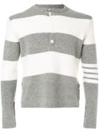 Thom Browne Rugby Stripe Wool Henley Pullover - White