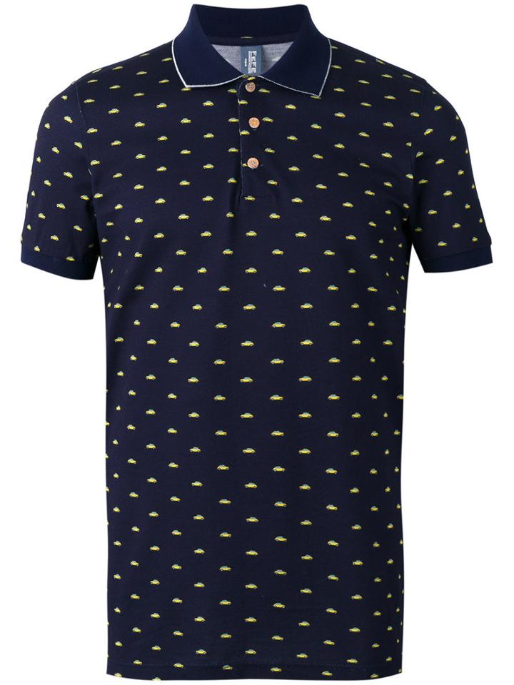 Fefè Car Print Polo Shirt, Adult Unisex, Size: Small, Blue, Cotton