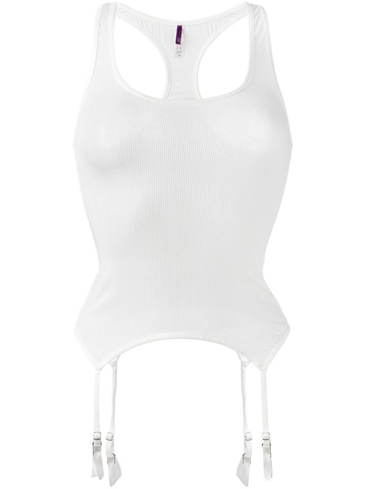 Maison Close 'bellevue' Tank Top Suspenders, Women's, Size: Large, White, Spandex/elastane/modal