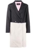Cédric Charlier Panelled Single Breasted Coat - Black