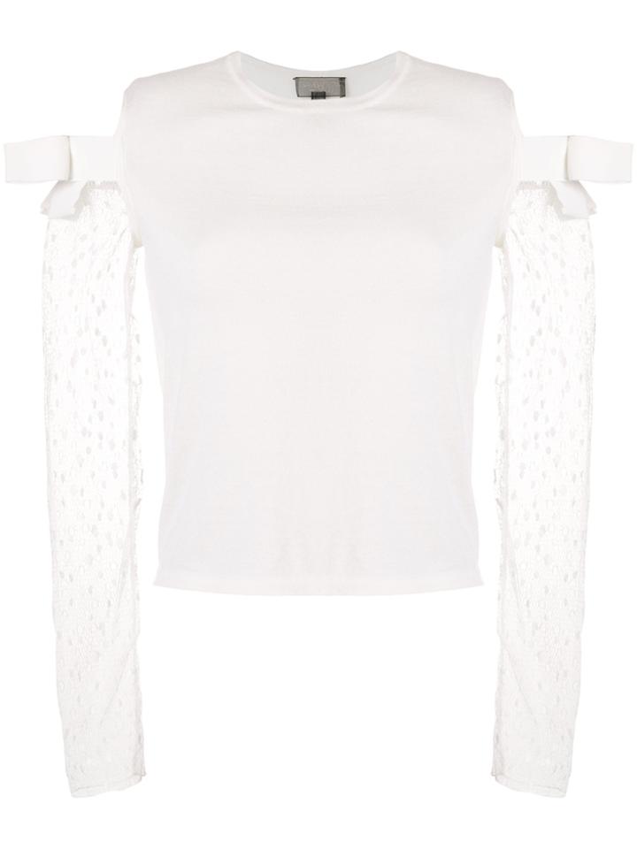 Giambattista Valli Sheer Sleeves Sweater - White
