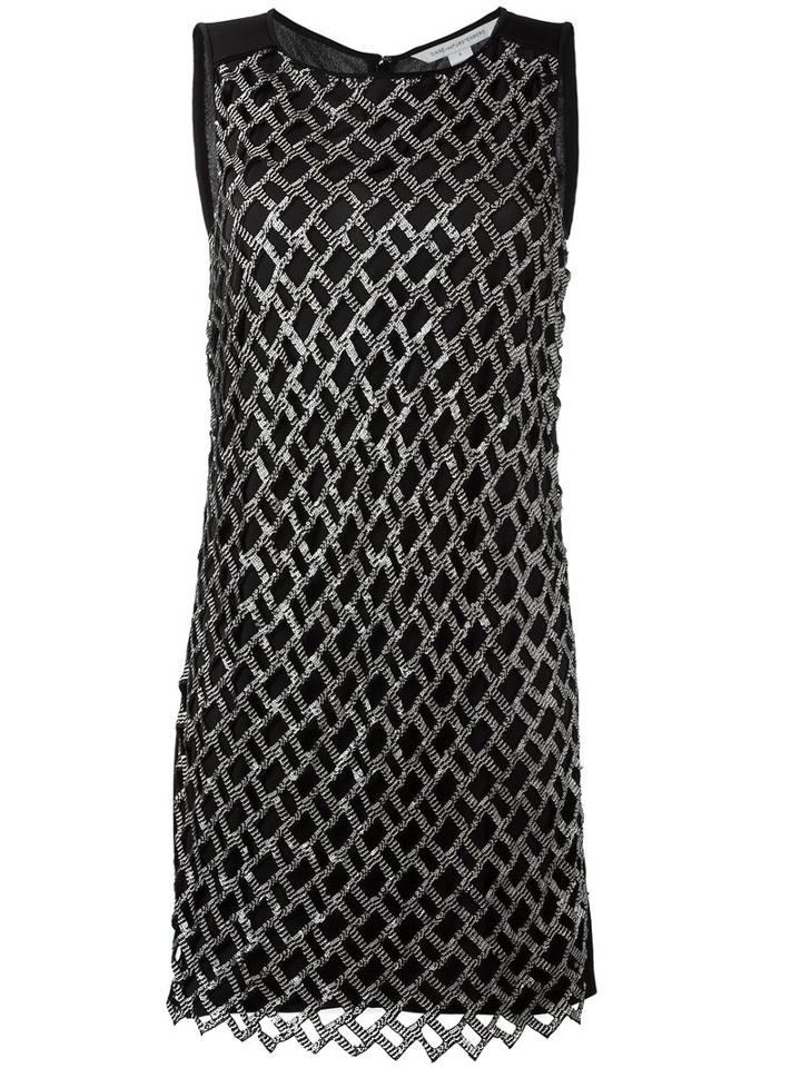 Diane Von Furstenberg Metallic Detailing A-line Dress, Women's, Size: Medium, Black, Polyester/spandex/elastane/viscose