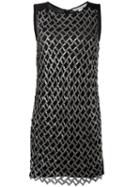 Diane Von Furstenberg Metallic Detailing A-line Dress, Women's, Size: Medium, Black, Polyester/spandex/elastane/viscose