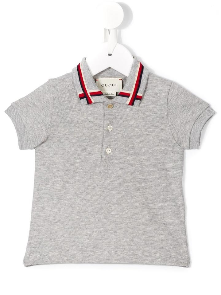 Gucci Kids Sylvie Web Collar Polo Shirt, Size: 18-24 Mth, Grey