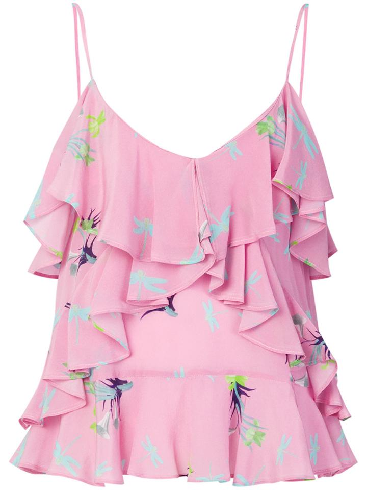 Vivetta Printed Ruffle Top - Pink & Purple