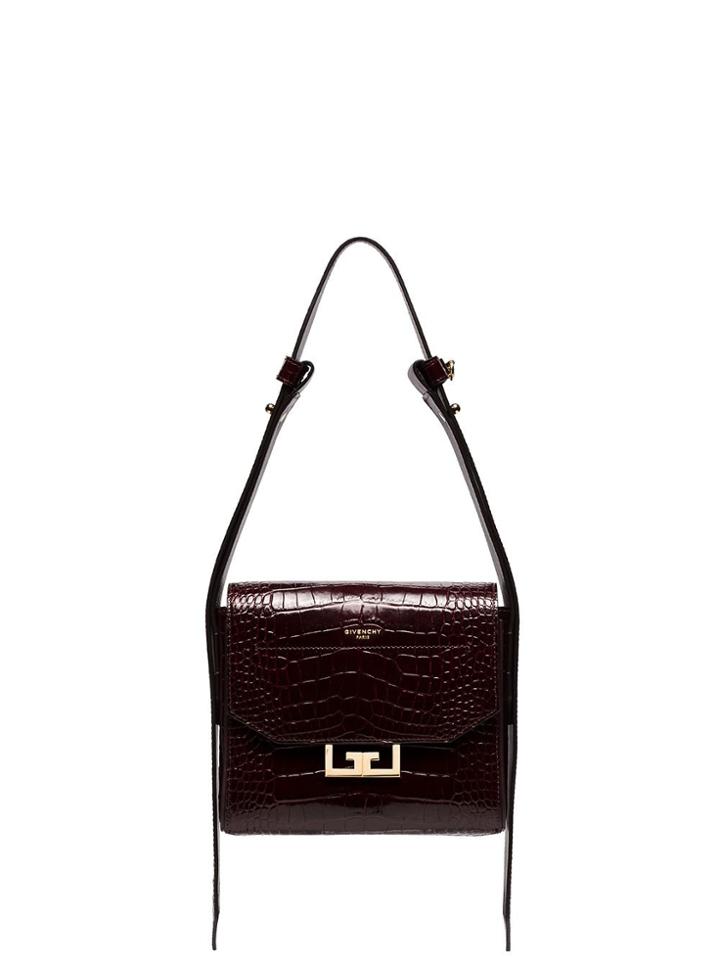 Givenchy Burgundy Eden Small Croc-embossed Shoulder Bag - Red