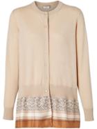 Burberry Monogram Print Scarf Detail Wool Cardigan - Neutrals