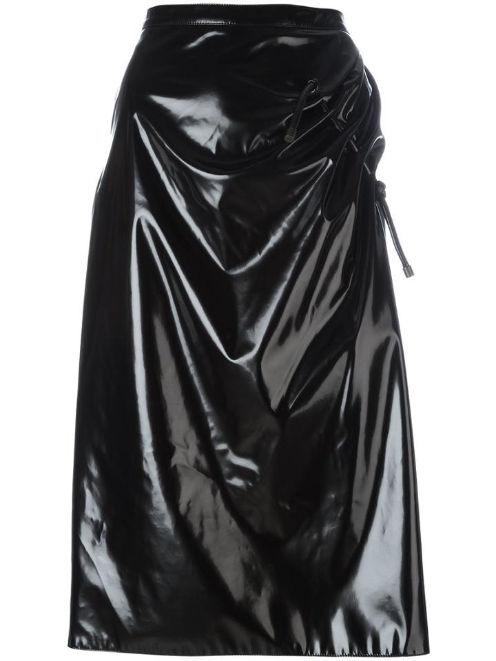 Kenzo - Ruched Vinyl Skirt - Women - Cotton/polyester/polyurethane - 38, Women's, Black, Cotton/polyester/polyurethane