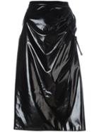 Kenzo - Ruched Vinyl Skirt - Women - Cotton/polyester/polyurethane - 38, Women's, Black, Cotton/polyester/polyurethane
