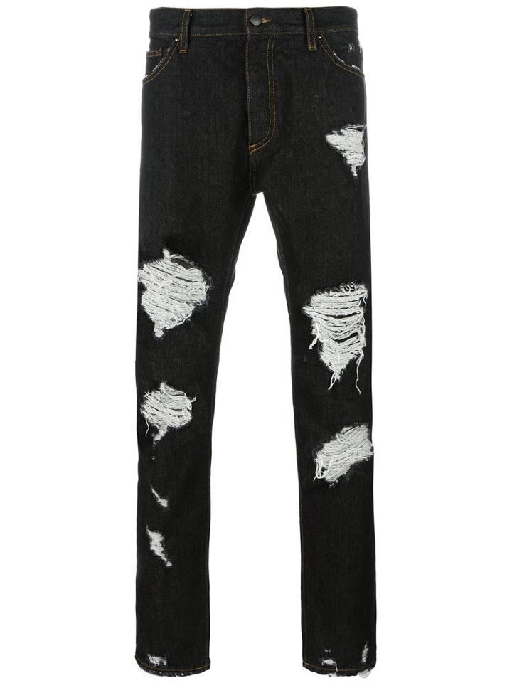 Palm Angels Ripped Regular Jeans, Size: 34, Black, Cotton/polyester