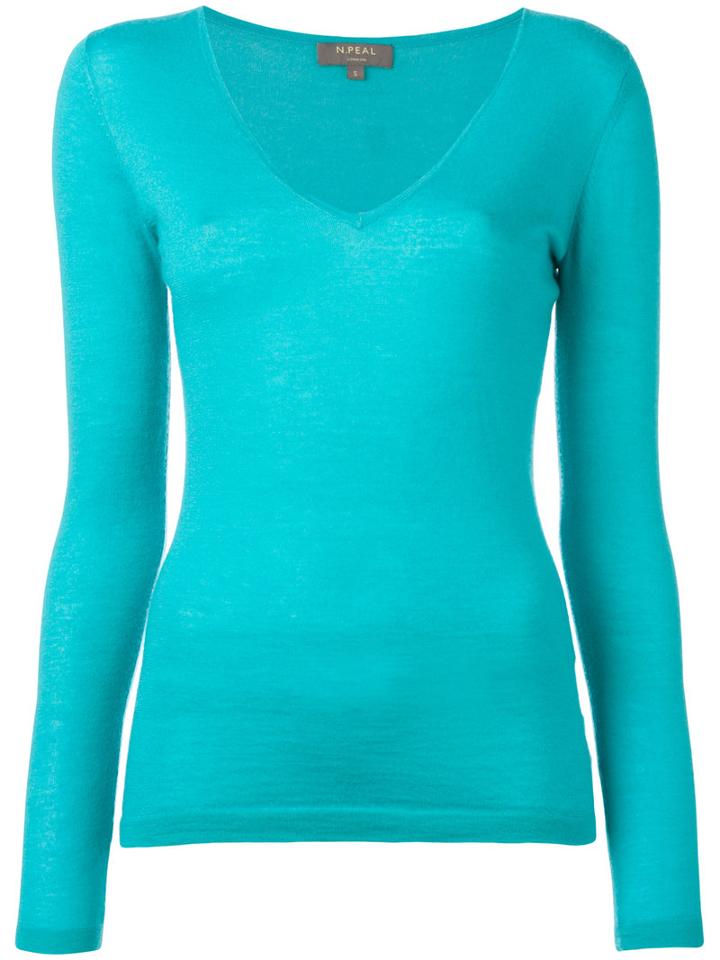 N.peal Superfine V-neck Jumper, Women's, Size: Xs, Green, Cashmere