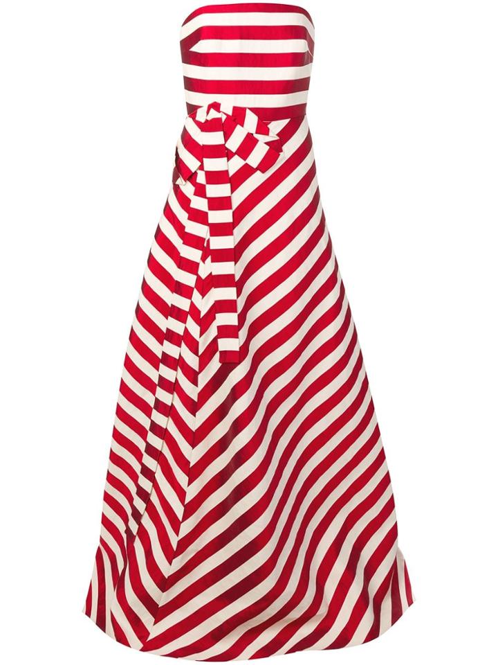 Delpozo Striped Strapless Gown - Red