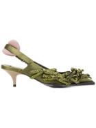 No21 Embellished Bow Detail Slingback Pumps - Green