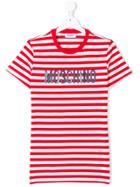 Moschino Kids Striped Logo T-shirt - Red