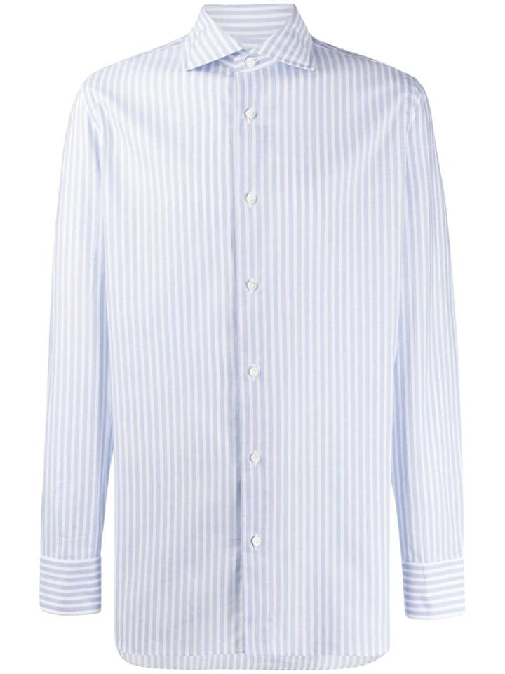 Borrelli Striped Pointed Collar Shirt - Blue