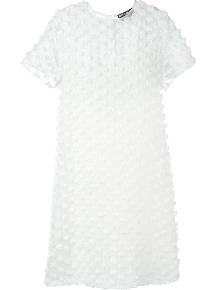 Rochas Embroidered Shift Dress, Women's, Size: 40, White, Silk/polyamide