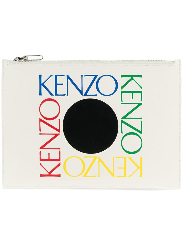 Kenzo Printed Logo Clutch - White