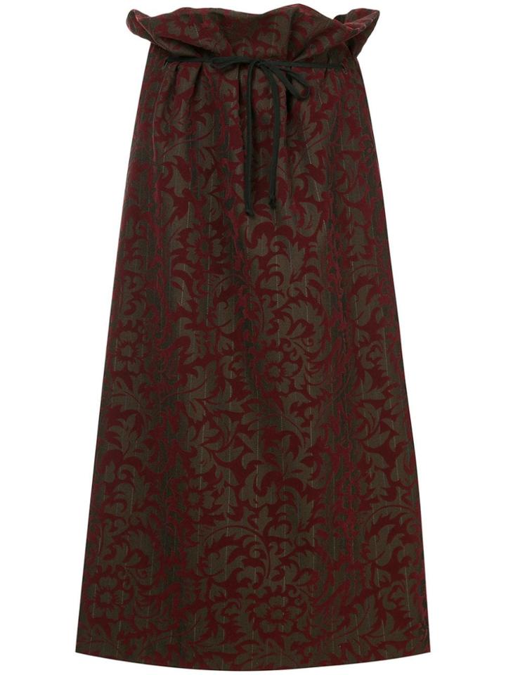 Comme Des Garçons Vintage Floral Print Pinstripe Skirt - Red