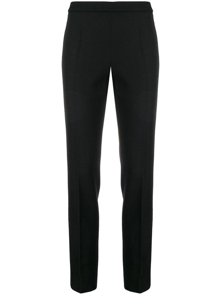 Moschino Flat Front Cropped Slim Trousers - Black