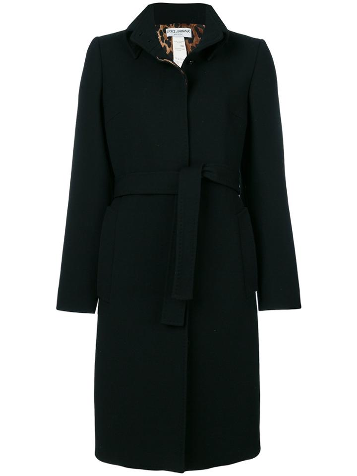 Dolce & Gabbana Vintage Belted Midi Coat - Black