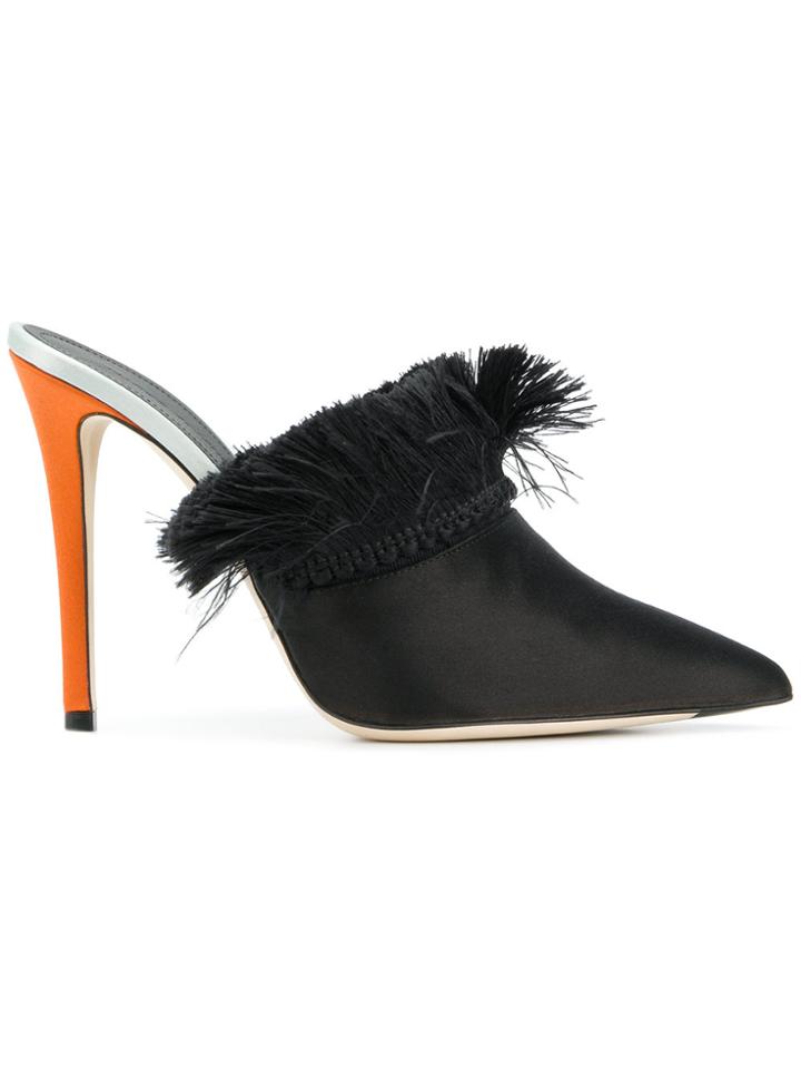 Marco De Vincenzo Fringe Detail Mules - Black