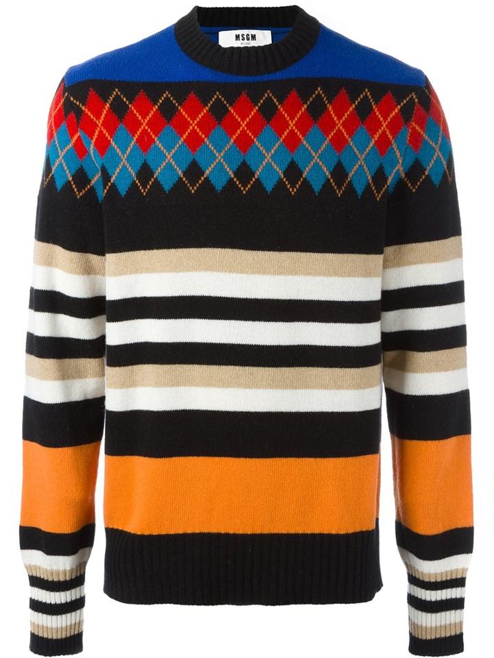 Msgm Multi Print Oversized Jumper, Men's, Size: Medium, Polyamide/wool