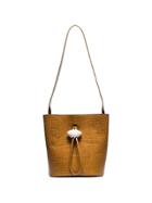 Rejina Pyo Brown Naomi Croc-embossed Leather Shoulder Bag