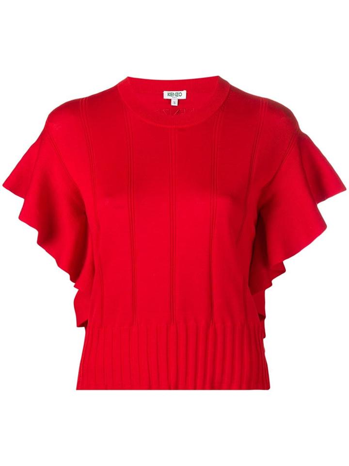Kenzo Ruffle-trimmed Knitted Top - Red
