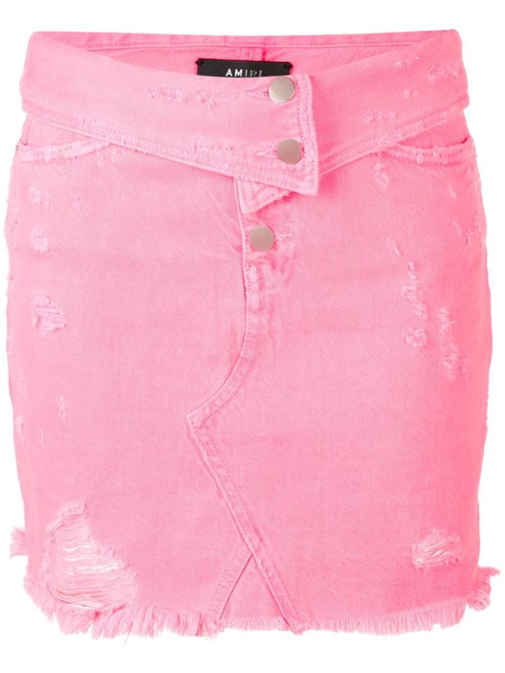 Amiri Distressed Mini Skirt - Pink