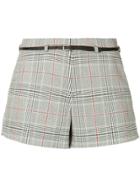 Loveless Checked Belted Shorts - Grey