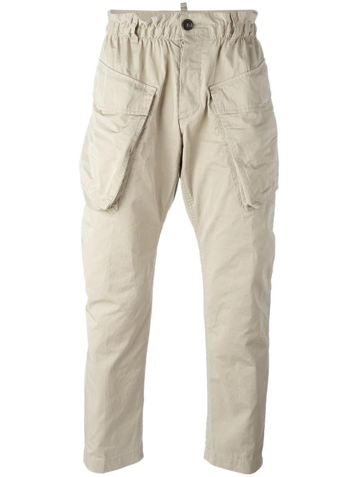 Dsquared2 Elasticated Waist Cargo Trousers - Nude & Neutrals