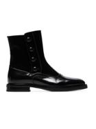 Alexander Mcqueen Black Button-detail Leather Ankle Boots