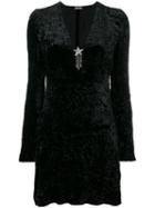 Miu Miu Crystal Star Velvet Dress - Black
