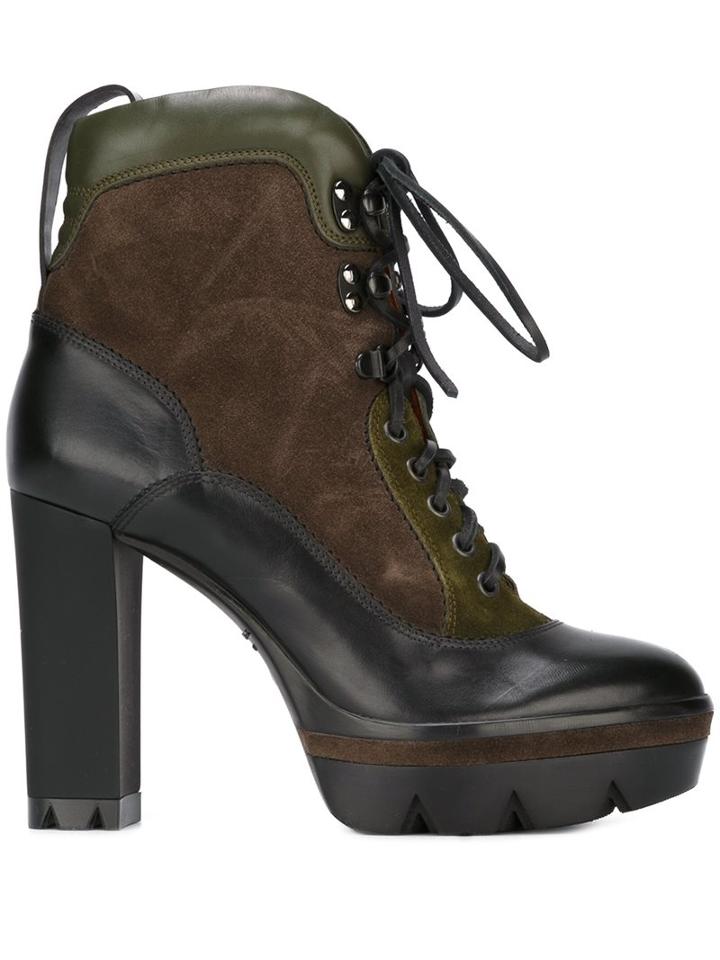 Santoni Chunky Heel Lace-up Boots