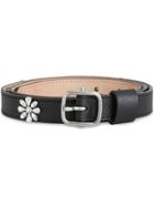 Burberry Crystal Daisy Leather Belt - Black