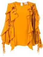 Erika Cavallini Bettie Frill Blouse - Yellow & Orange