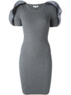 Opening Ceremony Shoulder Applique Fitted Dress, Women's, Size: Small, Grey, Viscose/polyester/spandex/elastane