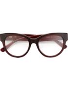 Mcm - Round Frame Glasses - Women - Acetate - One Size, Red, Acetate
