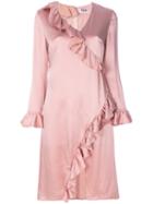 Msgm - Frill-trim Dress - Women - Polyester/acetate/viscose - 44, Pink/purple, Polyester/acetate/viscose