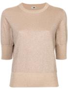H Beauty & Youth Three-quarter Sleeves Knitted Blouse - Brown