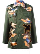 Night Market Bird Patches Military Jacket, Women's, Green, Cotton/polyester