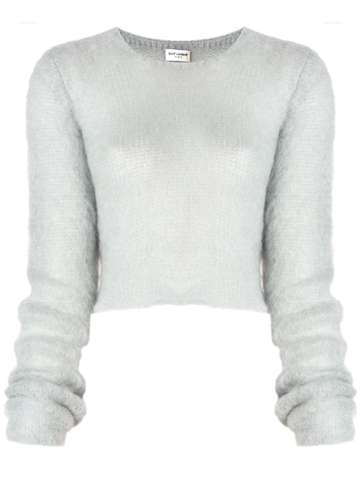 Saint Laurent Textured Cropped Sweater - Blue